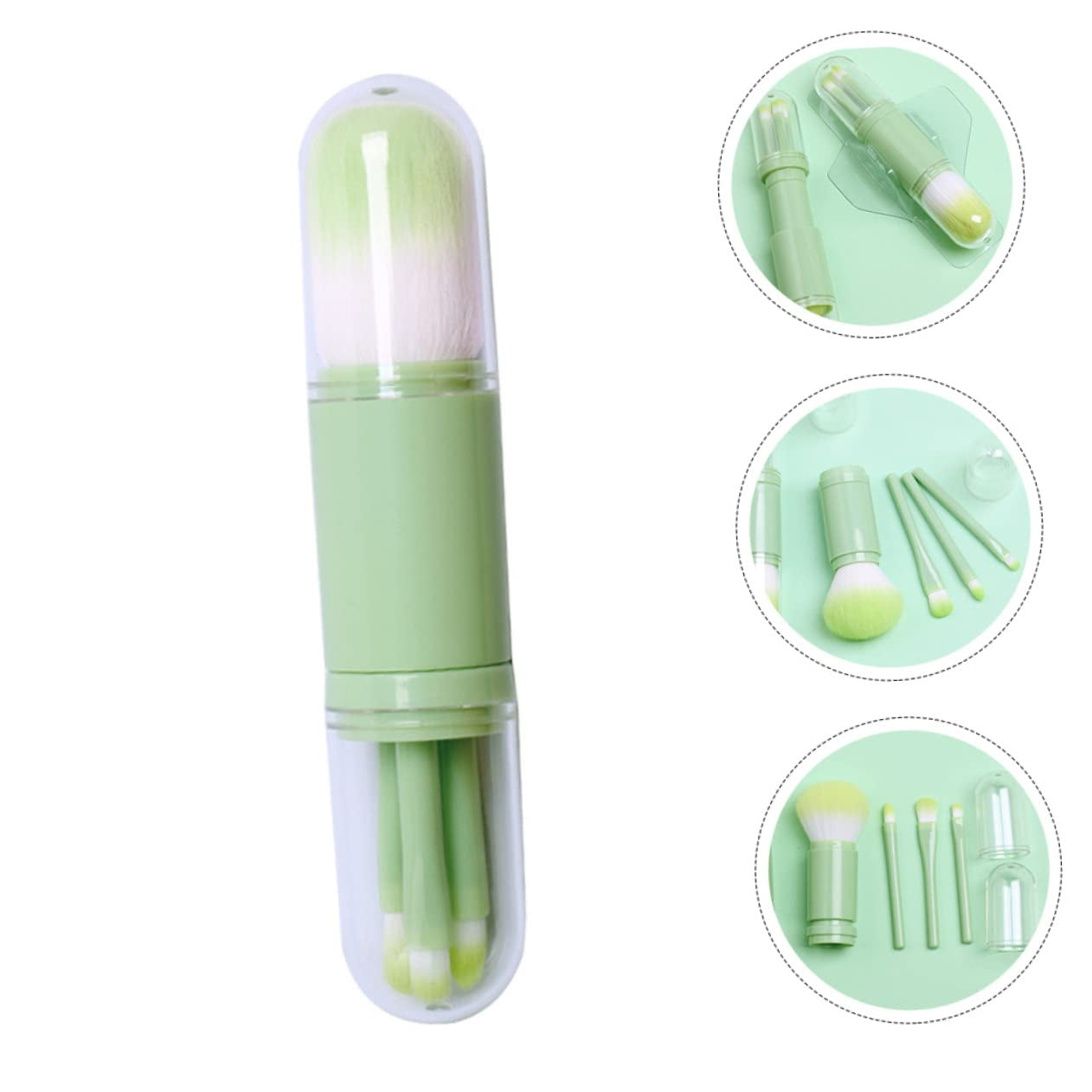 1Set Portable Dual-Ended Makeup Brush Synthetic Fibers for Powder Lip and Eyeliner Application Expandable Design for Daily Use and Travel