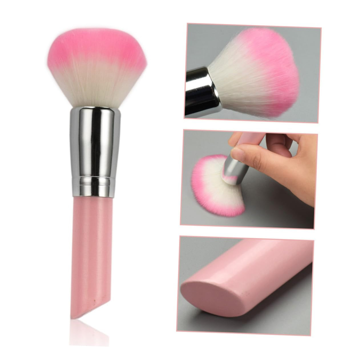 1Pc Portable Makeup Brush Multi-Function Blusher Brush Fluffy Nylon Fiber for Cheek Highlighter