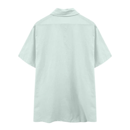 Mens Short Sleeve Classic Shirts Fishing Casual Regular-Fit Button-Up Collared Plaid Double Pocket Dress Shirt Top Tees Blouses Men Short Sleeve Shirts Button up Clearance Beach Wedding Shirt M-5XL