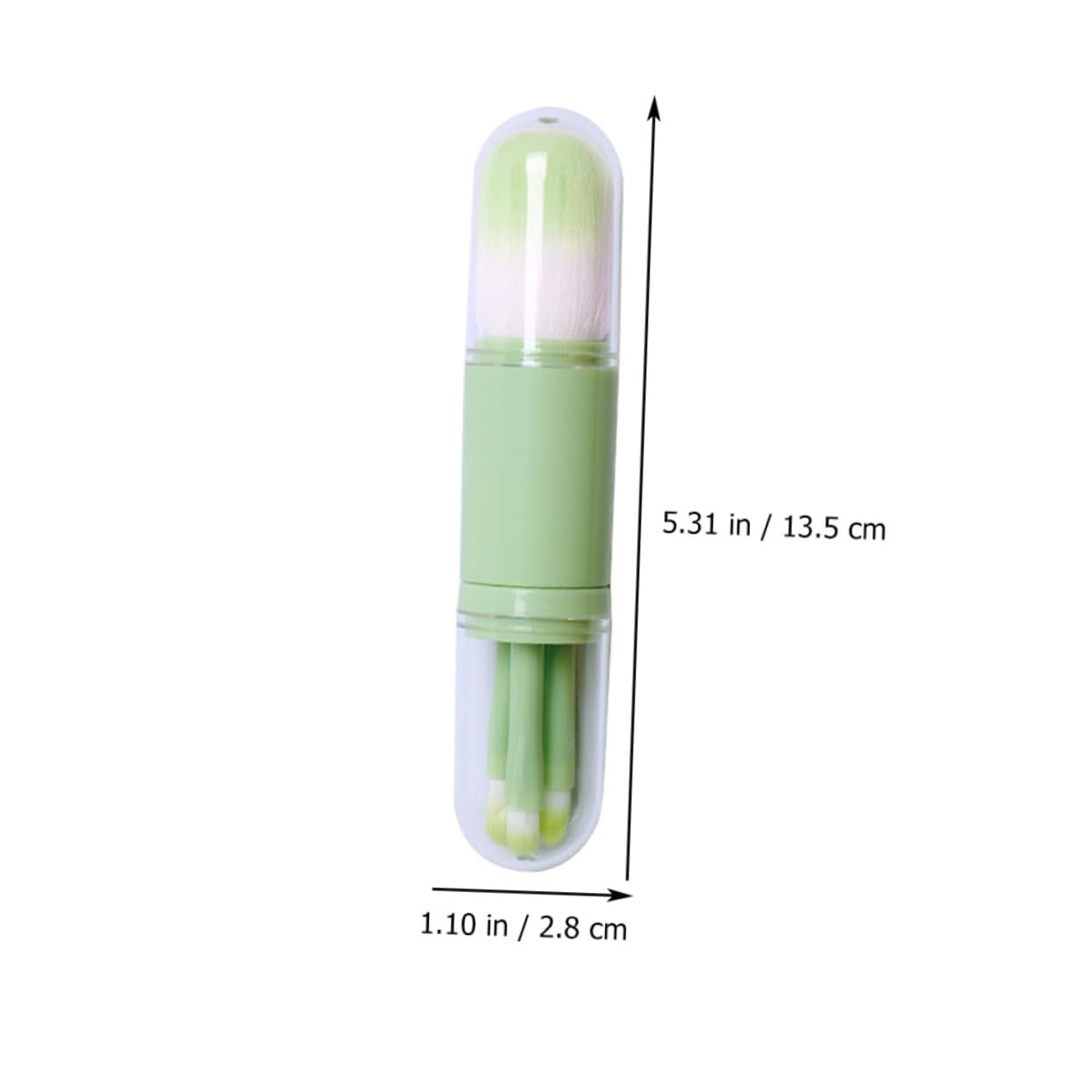 1Set Portable Dual-Ended Makeup Brush Synthetic Fibers for Powder Lip and Eyeliner Application Expandable Design for Daily Use and Travel