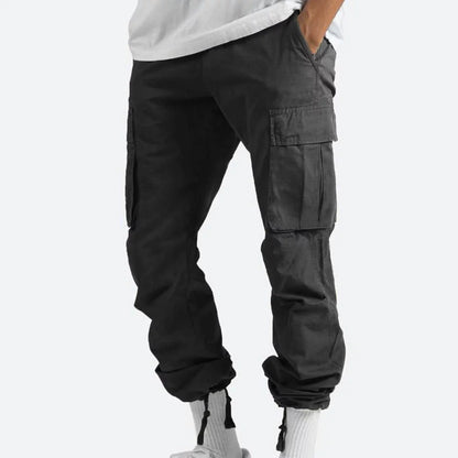 Trousers Full Length Pants for Men Solid 2025 Casual Multiple Pockets Outdoor Straight Type Fitness Pants Cargo Pants Trousers Gray