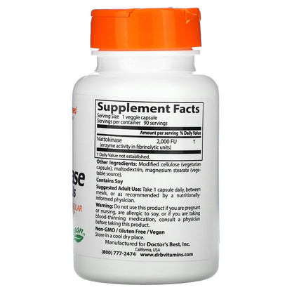 Doctor'S Best Nattokinase, 2,000 Fus Dietary Supplements 90 Veg Caps 11/2026