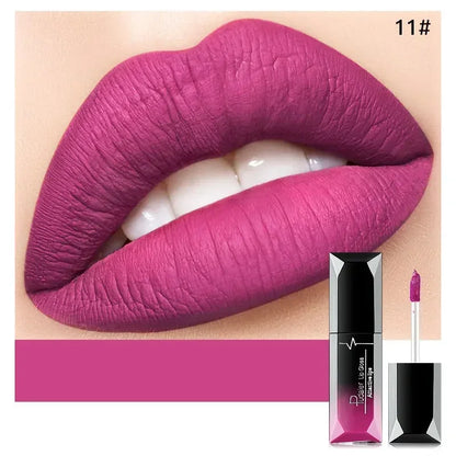 Pudaier Waterproof Lip Gloss Matte Liquid Lipstick Matte Lip Stick Cosmetics Makeup Nude Purple Black Rose Cosmetics