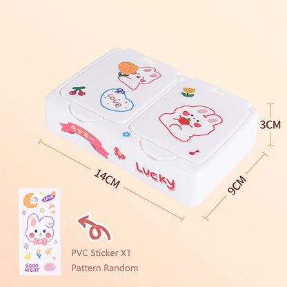 Kawaii Cartoon Desk Organizer Box Button Cosmetics Storage Box with Lid Mini Jewelry Organizer Cosmetics Makeup Container