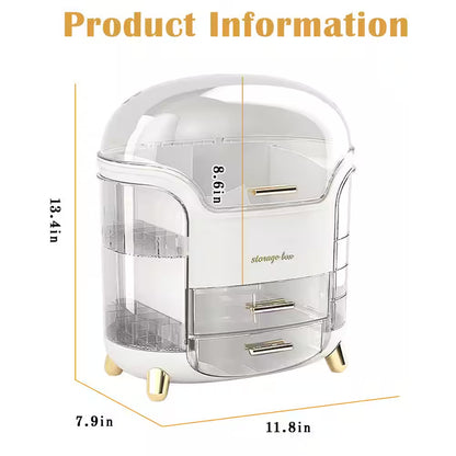 Makeup and Cosmetics Organizer with Drawers Waterproof Dustproof Cover Perfect for Your Countertop or Bedroom in White