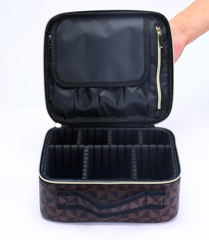 Travel Makeup Train MAKE up Case Makeup Cosmetic Case Organizer Portable Artist Storage Bag with Adjustable Dividers for Cosmetics Makeup Brushes Toiletry Jewelry Digital Accessories
