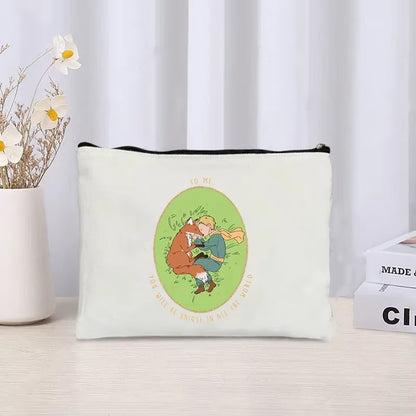 Cartoon Little Prince and Fox Makeup Bag Eco Canvas Women Travel Cosmetic Organizer Toilet Pouch Side Bag for Ladies Cute Purse