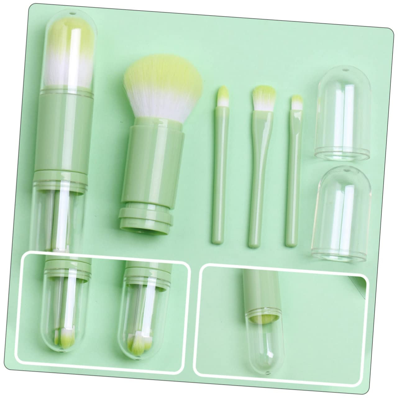 1Set Portable Dual-Ended Makeup Brush Synthetic Fibers for Powder Lip and Eyeliner Application Expandable Design for Daily Use and Travel