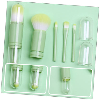 1Set Portable Dual-Ended Makeup Brush Synthetic Fibers for Powder Lip and Eyeliner Application Expandable Design for Daily Use and Travel
