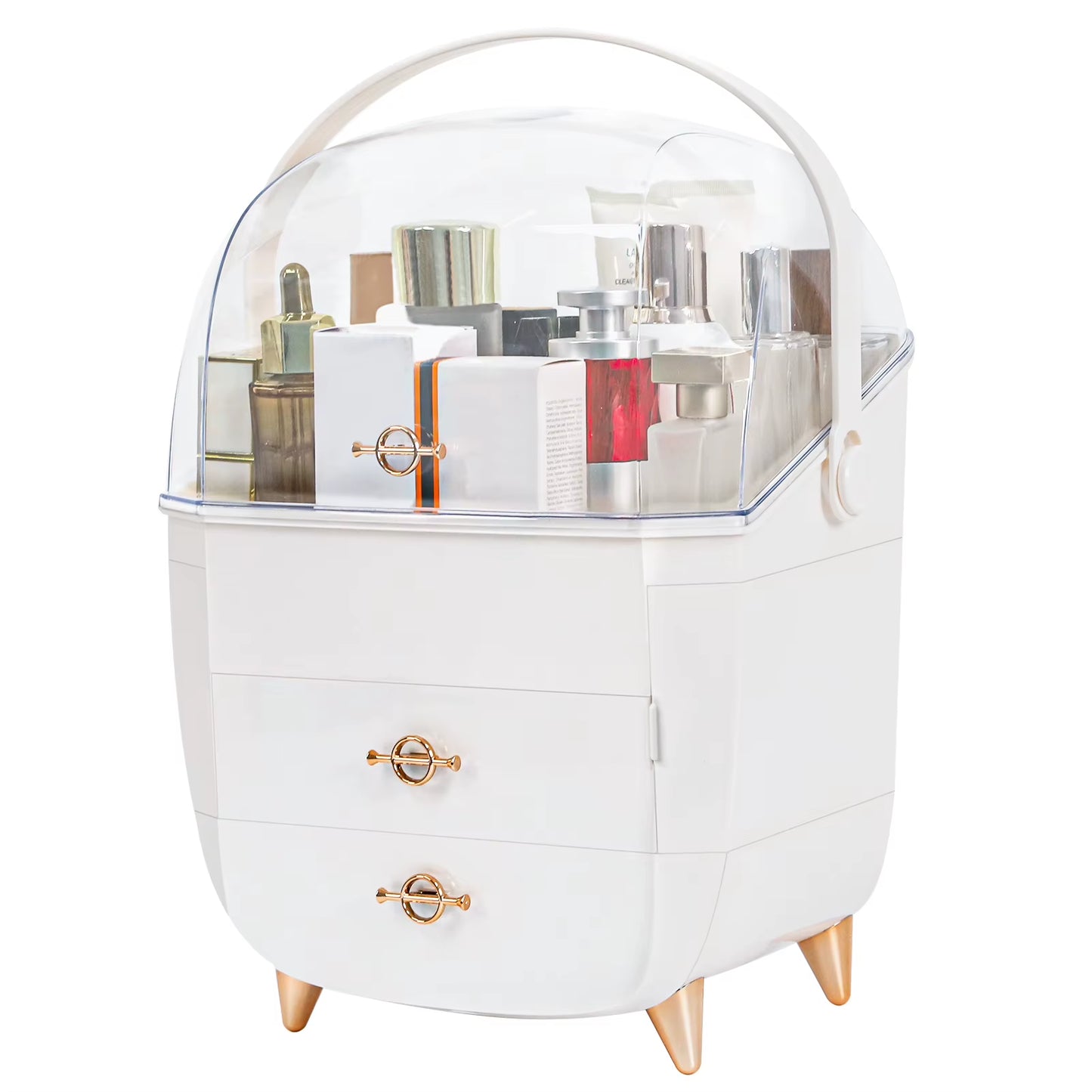 Makeup Organizer for Vanity, Portable Skincare Organizers with Lid and Drawers, Makeup Storage & Cosmetic Display Case for Count