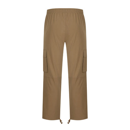 Trousers Full Length Pants for Men Solid 2025 Casual Multiple Pockets Outdoor Straight Type Fitness Pants Cargo Pants Trousers Gray