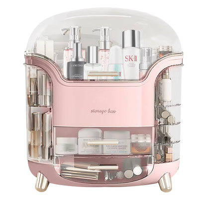 Makeup Organizer and Storage, Cosmetics Organizer Box for Countertop with Lid & Drawers, Cosmetics Skincare Organizers Box With