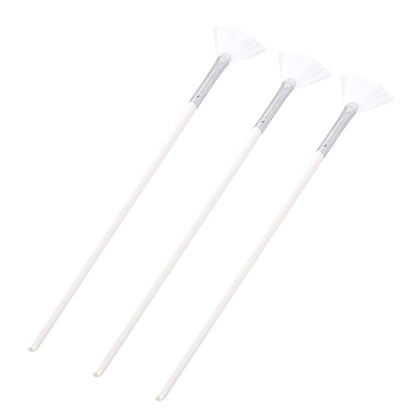 Fan 3Pcs Facial Soft Facial Mask Applicator Mask Long Handle Fan Shape Mask Diy Soft Makeup Cosmetic Tools for Peel Mask Makeup Facial Brush