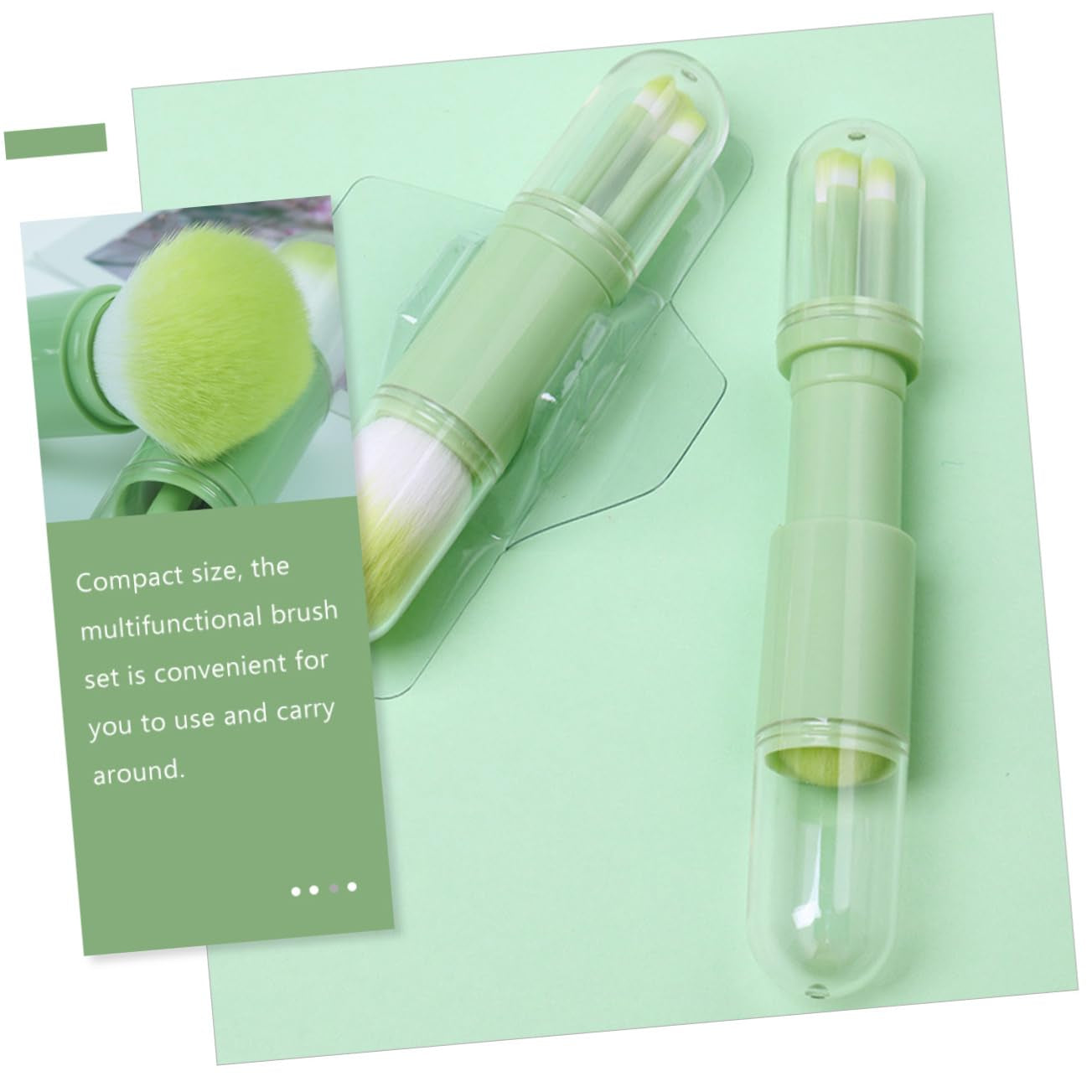 1Set Portable Dual-Ended Makeup Brush Synthetic Fibers for Powder Lip and Eyeliner Application Expandable Design for Daily Use and Travel