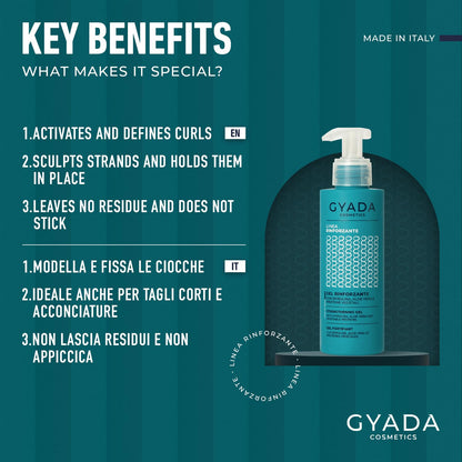 GYADA Strengthening and Repairing Hair Gel with Spirulina - Defines Curly Hair & Straight Hair - Prevents Breakage and Dehydration - Vegan & Green Formula - Cruelty Free - 5.07 Fl Oz