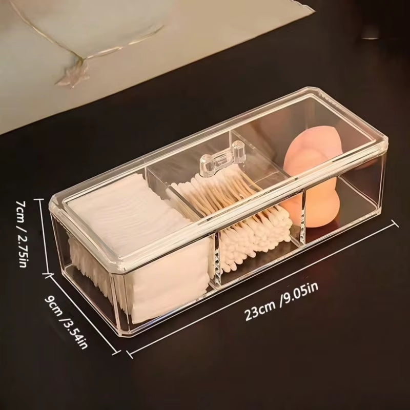 1Pc Cosmetics Storage Box, Minimalist Clear 3 Grids Cosmetics Container for Home, for Bathroom Collection, Bedroom Collection,