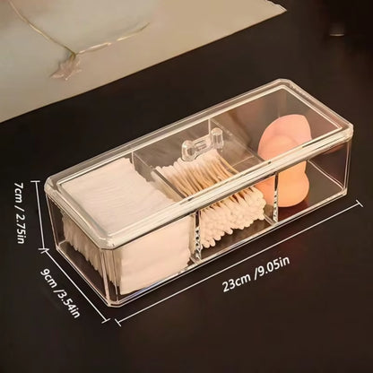 1Pc Cosmetics Storage Box, Minimalist Clear 3 Grids Cosmetics Container for Home, for Bathroom Collection, Bedroom Collection,