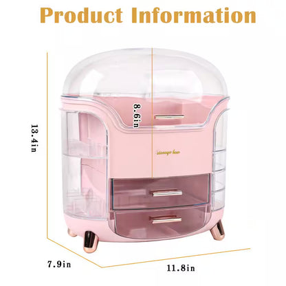 Makeup and Cosmetics Organizer with Drawers Waterproof Dustproof Cover Perfect for Your Countertop or Bedroom in Pink