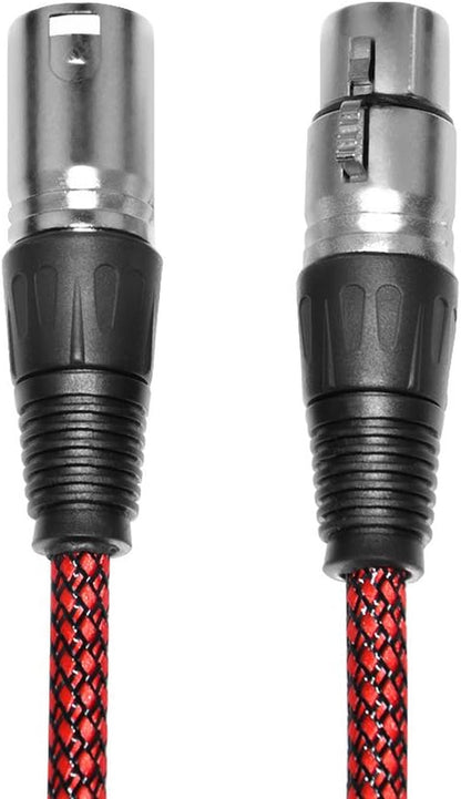 XLR Cable 100Ft Male to Female, Microphone 3 Pin Nylon Braided Balanced Mic DMX Patch Cord with Oxygen-Free Copper Conductors